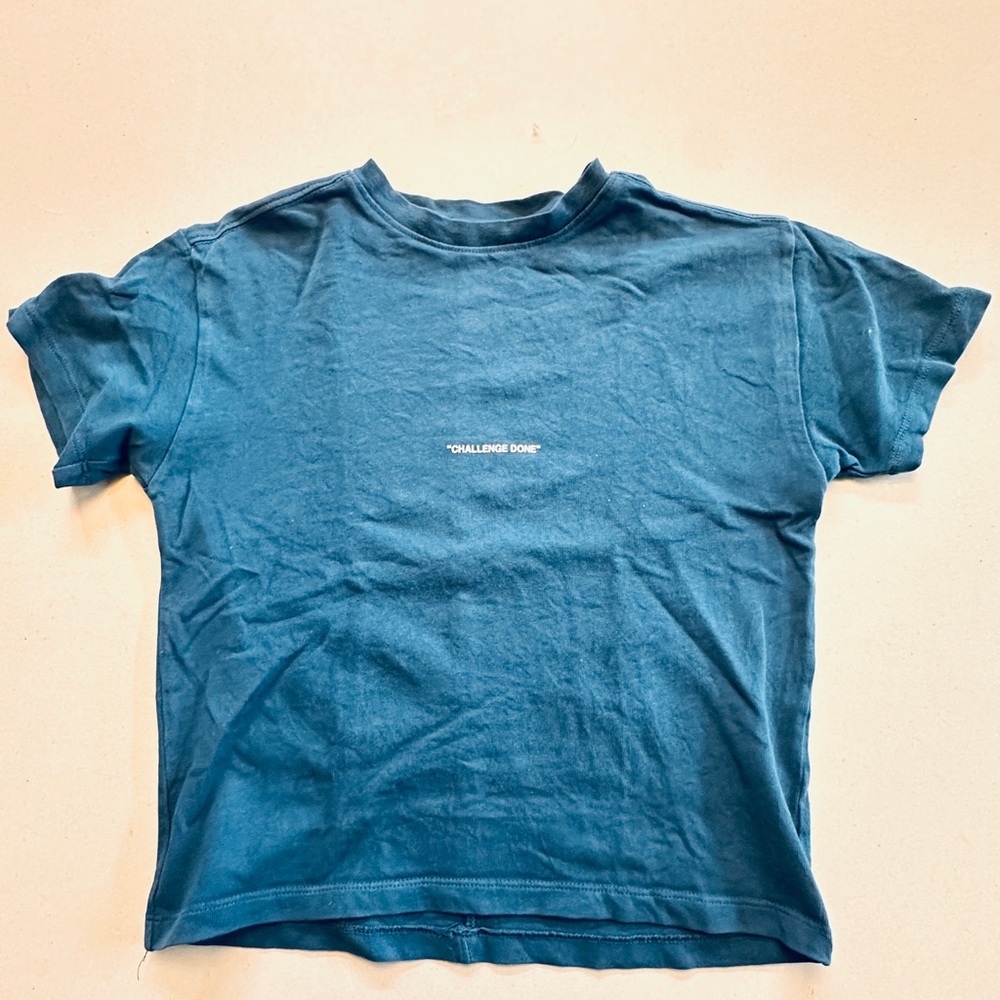 Zara Teal Short Sleeve Tee with Center White Text